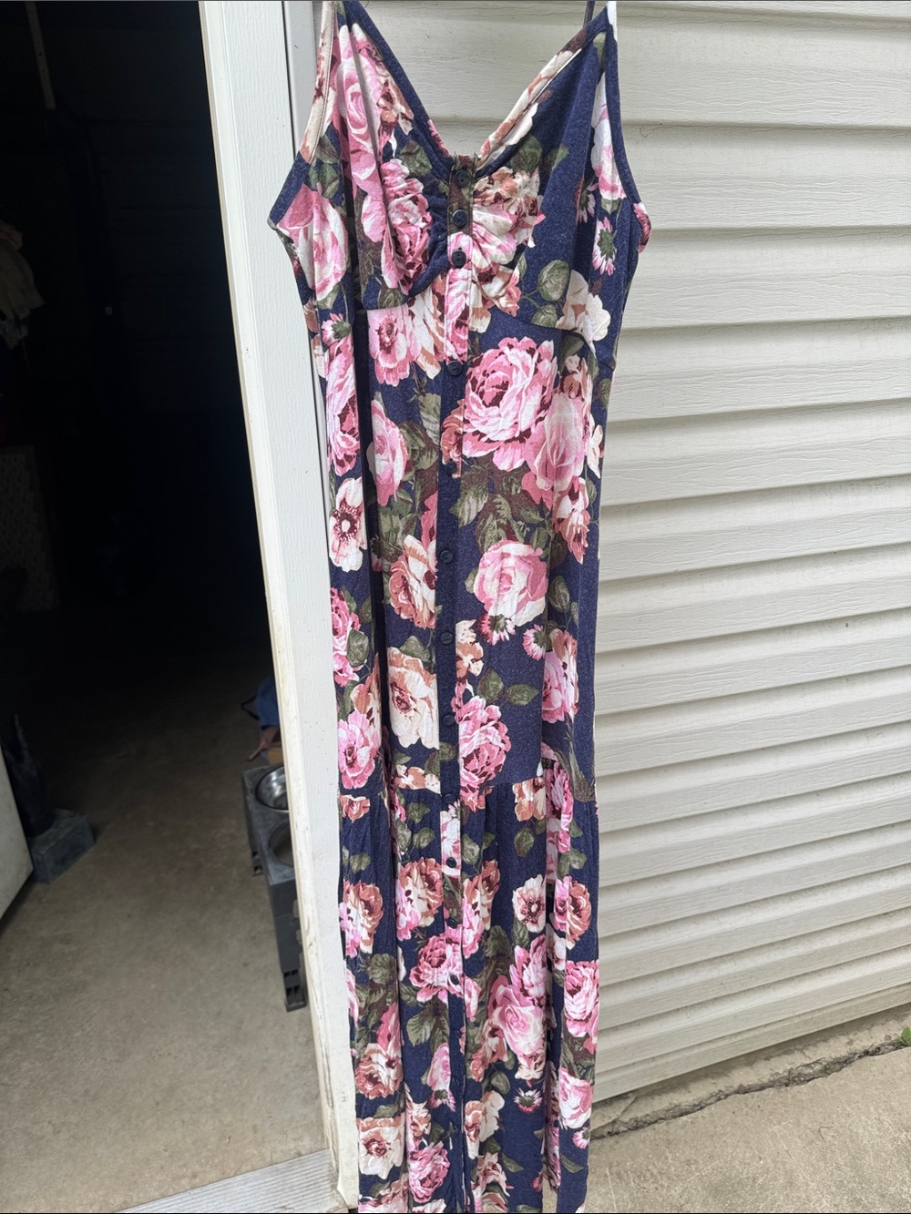 VENUS Navy Maxi Dress with Pink Floral Print